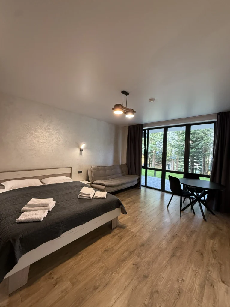 Апартаменти з двоспальним ліжком та панорамним вікном — Гірська Лаванда