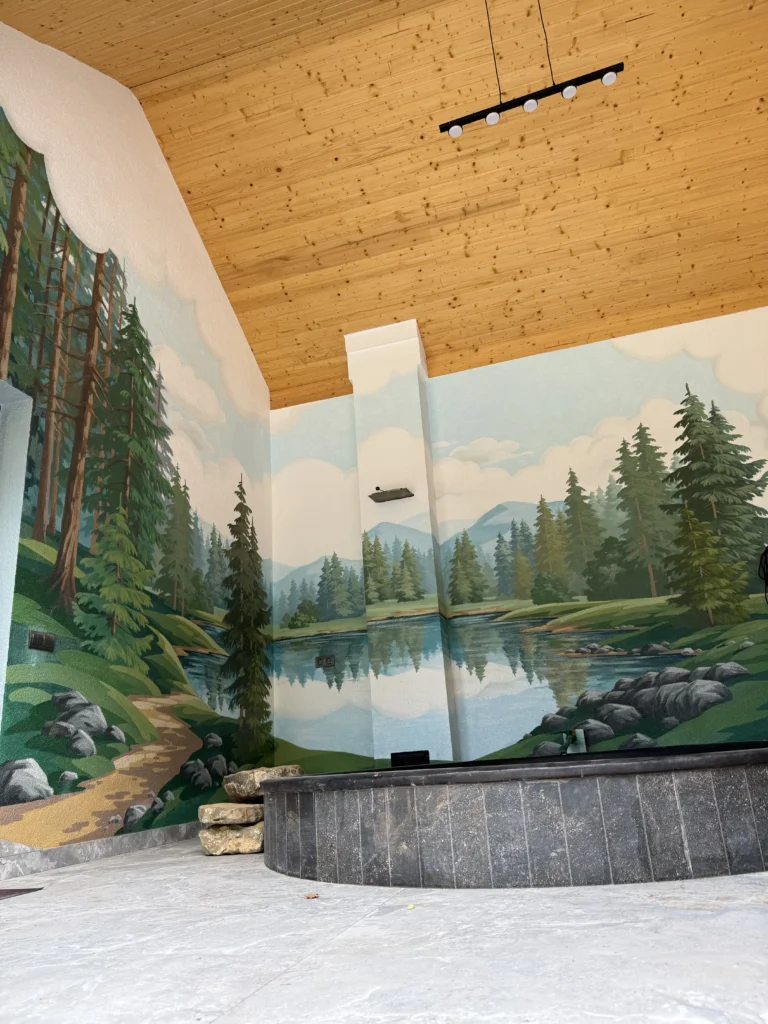 Чан з розписом гірського пейзажу — додаткова послуга у Східниці, Гірська Лаванда